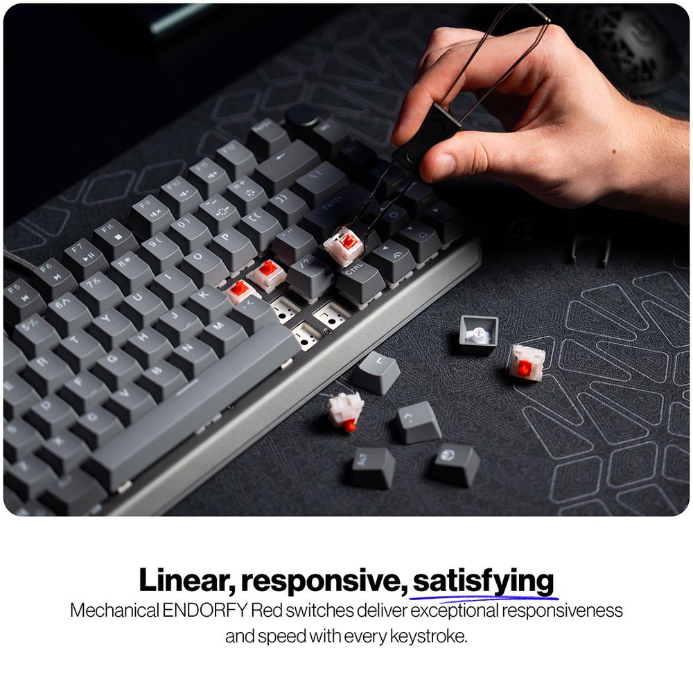 Endorfy mechanická klávesnice Thock V2 75% / drátová / ARGB /  red sw. / USB / zmenšená / CZ/SK layout