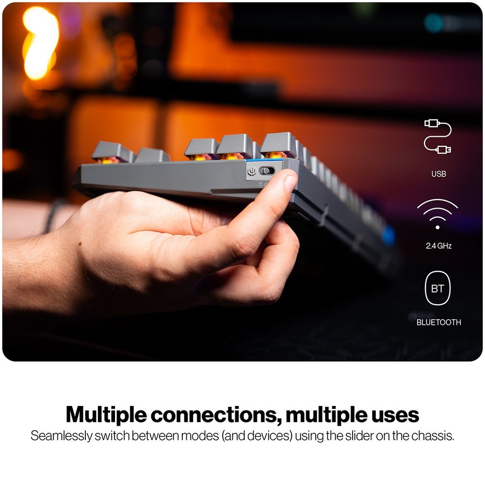 Endorfy mechanická klávesnice Thock V2 TKL / bezdrátová / ARGB /  yellow sw. / USB / CZ/SK layout