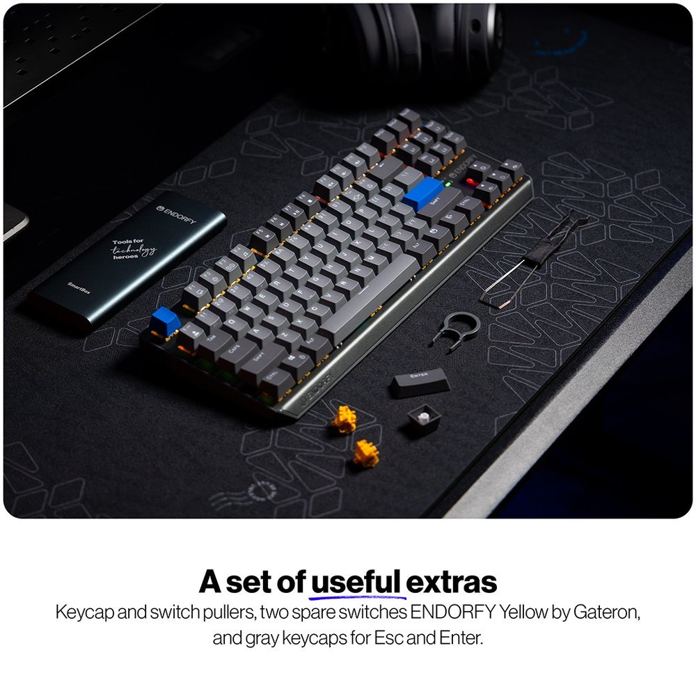 Endorfy mechanická klávesnice Thock V2 TKL / bezdrátová / ARGB /  yellow sw. / USB / CZ/SK layout