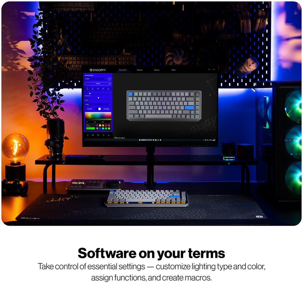 Endorfy mechanická klávesnice Thock V2 75% / bezdrátová / ARGB /  yellow sw. / USB / zmenšená / CZ/SK layout