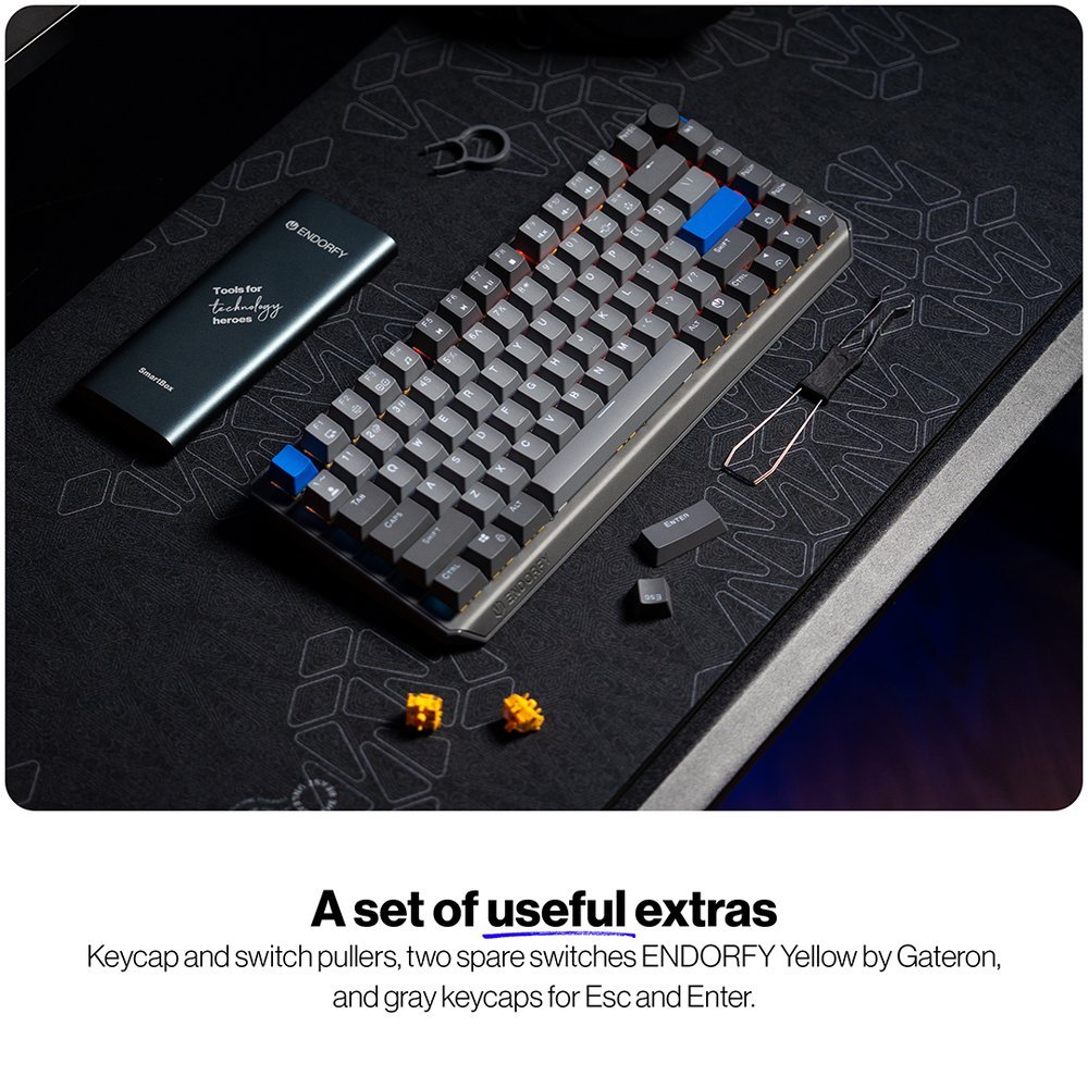 Endorfy mechanická klávesnice Thock V2 75% / bezdrátová / ARGB /  yellow sw. / USB / zmenšená / CZ/SK layout