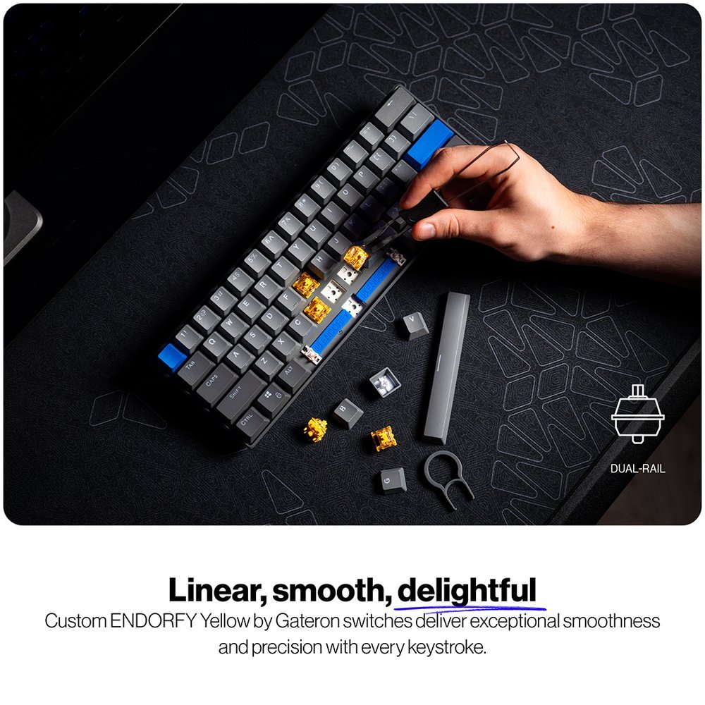 Endorfy mechanická klávesnice Thock V2 Compact / bezdrátová / ARGB /  yellow sw. / USB / kompaktní / CZ/SK layout