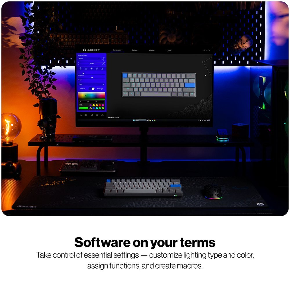 Endorfy mechanická klávesnice Thock V2 Compact / bezdrátová / ARGB /  yellow sw. / USB / kompaktní / CZ/SK layout
