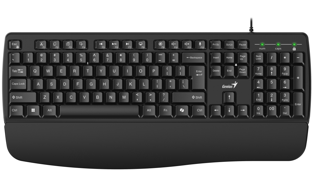 GENIUS KM-123/ Drátový set/ Ergo předložka/ Copilot/ USB/ černá/ CZ+SK layout