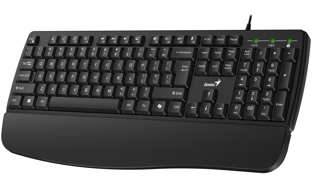 GENIUS KM-123/ Drátový set/ Ergo předložka/ Copilot/ USB/ černá/ CZ+SK layout