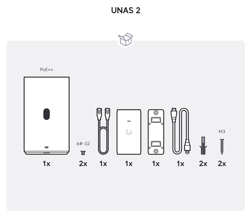 Ubiquiti UniFi UNAS 2 W - NAS server, 2x 3,5" slot HDD/SSD, RAID, 2.5GbE, 5Gbps USB-C, PoE++, bílý