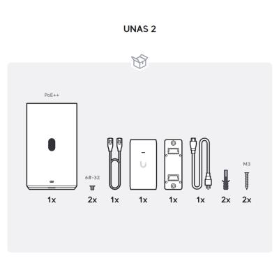 Ubiquiti UniFi UNAS 2 B - NAS server, 2x 3,5" slot HDD/SSD, RAID, 2.5GbE, 5Gbps USB-C, PoE++, černý