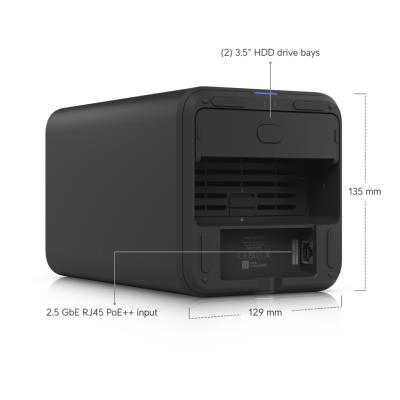 Ubiquiti UniFi UNAS 2 B - NAS server, 2x 3,5" slot HDD/SSD, RAID, 2.5GbE, 5Gbps USB-C, PoE++, černý