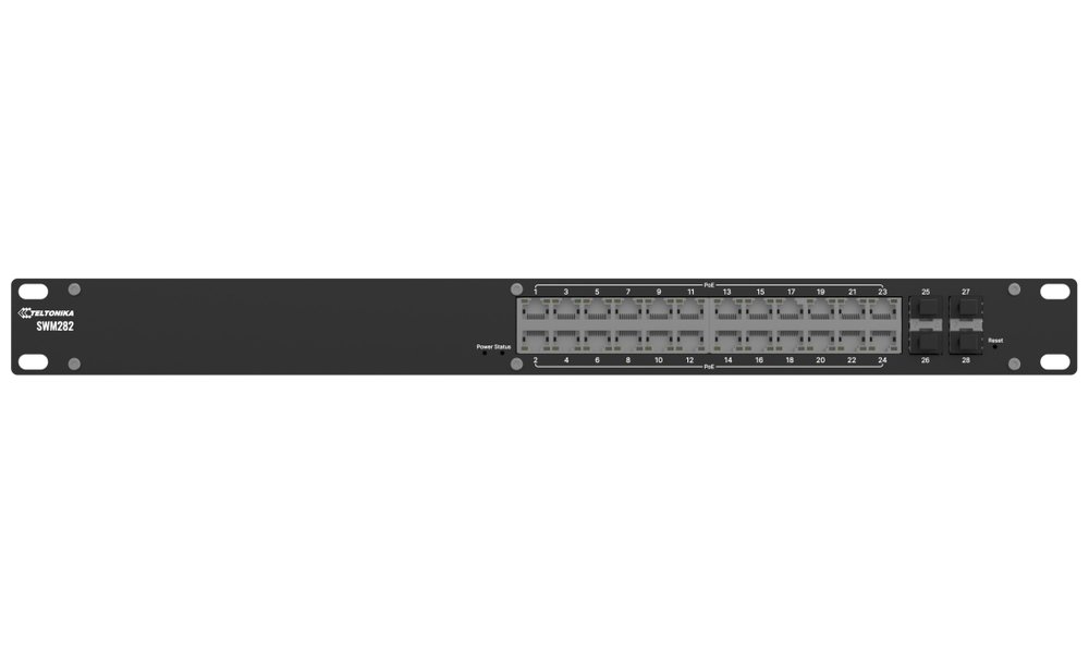 Teltonika SWM282 manažovaný switch, 24x GbE (24x PoE+), 4x SFP, L2+, 19" rack