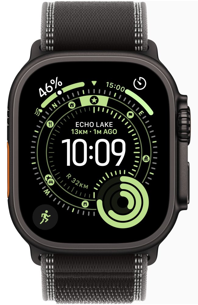 Apple Watch Ultra 3 49mm Černý titan s černým trailovým tahem - M/L