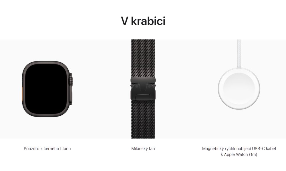 Apple Watch Ultra 3 49mm Černý titan s černým titanovým milánským tahem - S