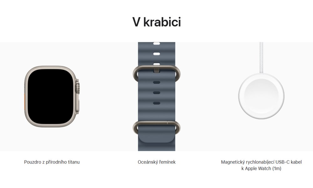 Apple Watch Ultra 3 49mm Přírodní titan s ocelově modrým oceánským řemínkem