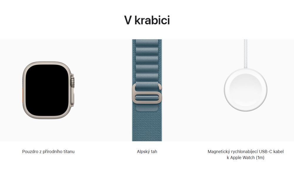 Apple Watch Ultra 3 49mm Přírodní titan se světle modrým alpským tahem - S