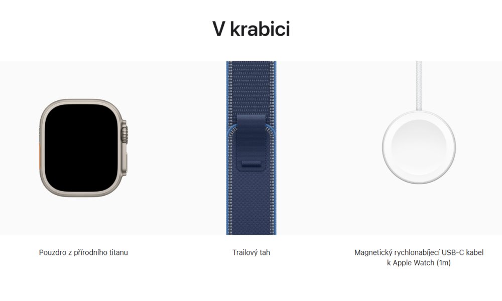 Apple Watch Ultra 3 49mm Přírodní titan s modrým trailovým tahem - S/M