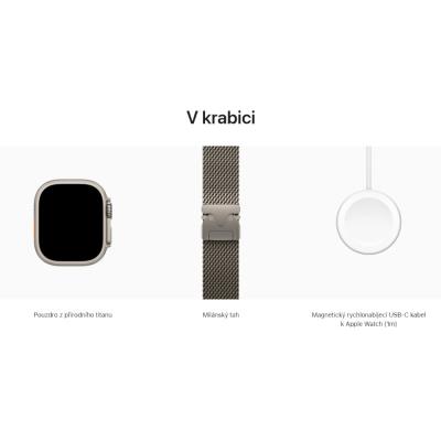 Apple Watch Ultra 3 49mm Přírodní titan s přírodním titanovým milánským tahem - S
