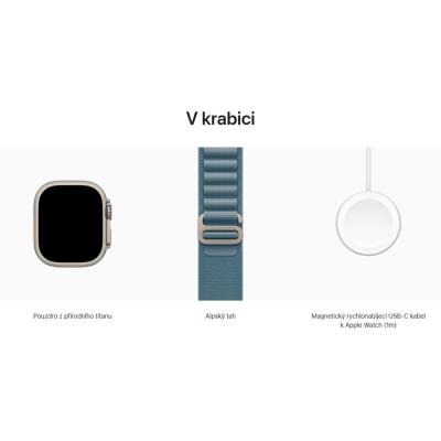 Apple Watch Ultra 3 49mm Přírodní titan se světle modrým alpským tahem - M