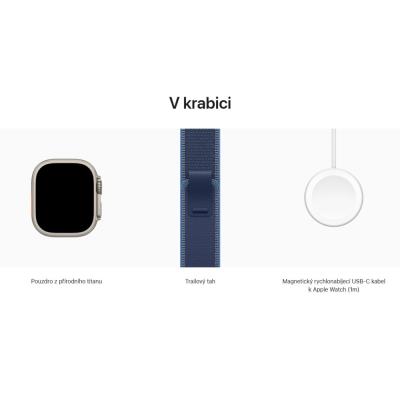 Apple Watch Ultra 3 49mm Přírodní titan s modrým trailovým tahem - S/M
