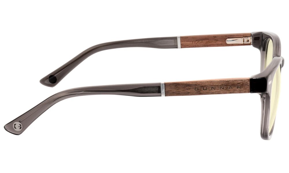 GUNNAR kancelářske/herní brýle  TIOGA GRAY CRYSTAL/WALNUT jantarová skla MINERAL BLF 65 GUNNAR focus