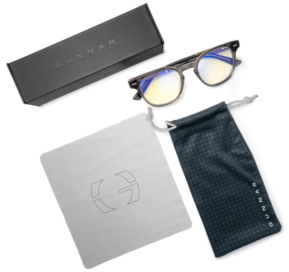 GUNNAR kancelářske/herní brýle  TIOGA GRAY CRYSTAL/WALNUT jantarová skla MINERAL BLF 65 GUNNAR focus