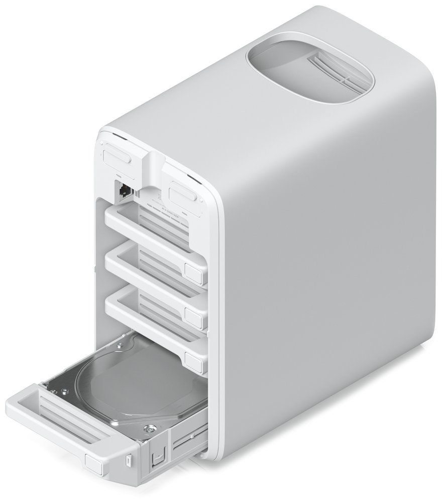 Ubiquiti UniFi UNAS 4 W - NAS server, 4x 3,5" slot HDD, 2x M.2 NVMe SSD slot, RAID, 2.5GbE, 5Gbps USB-C, PoE+++, bílý