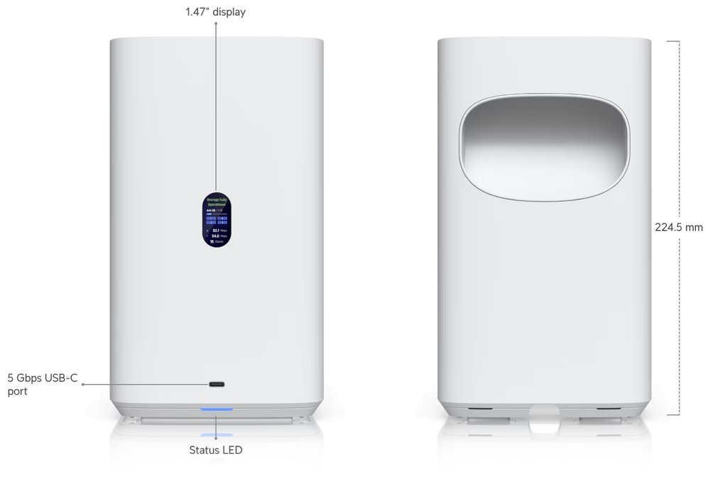 Ubiquiti UniFi UNAS 4 W - NAS server, 4x 3,5" slot HDD, 2x M.2 NVMe SSD slot, RAID, 2.5GbE, 5Gbps USB-C, PoE+++, bílý