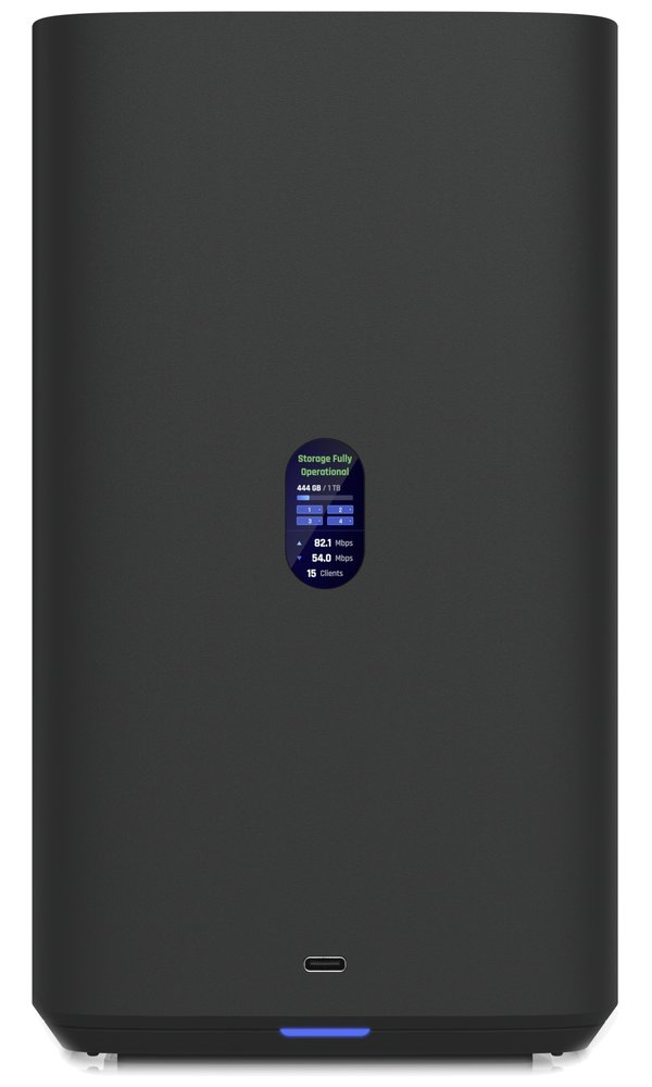 Ubiquiti UniFi UNAS 4 B - NAS server, 4x 3,5" slot HDD, 2x M.2 NVMe SSD slot, RAID, 2.5GbE, 5Gbps USB-C, PoE+++, černý