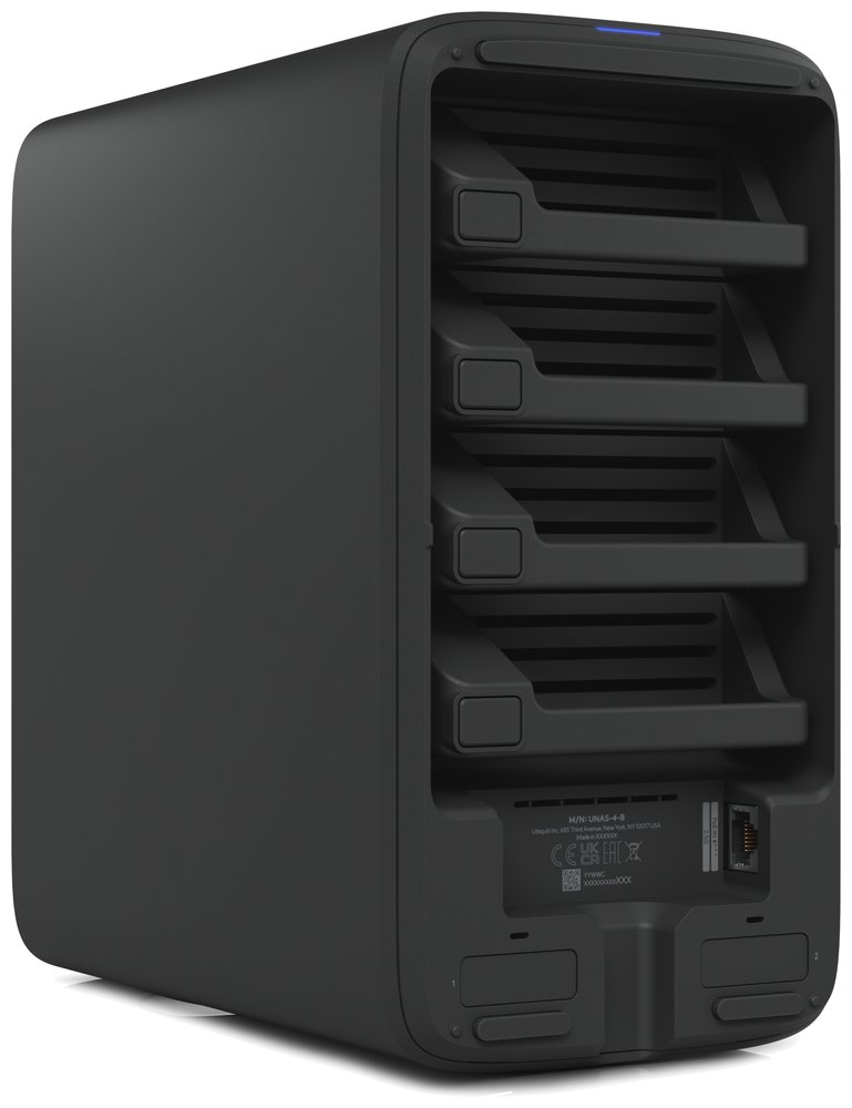 Ubiquiti UniFi UNAS 4 B - NAS server, 4x 3,5" slot HDD, 2x M.2 NVMe SSD slot, RAID, 2.5GbE, 5Gbps USB-C, PoE+++, černý