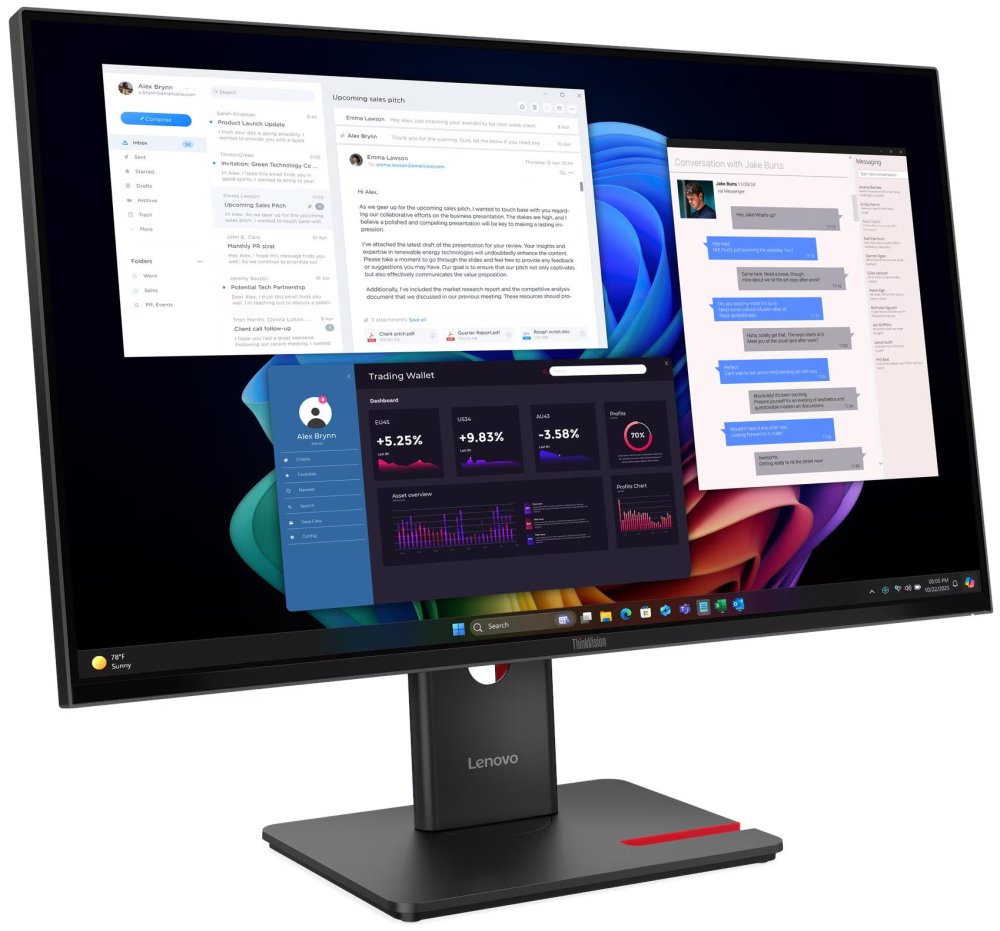Lenovo T27UD-40/ 27"/ IPS/ 3840x2160/ 16:9/ 350cd/m2/ 1500:1/ 4ms/ HDMI/ DP/ USB/ USB-C/ LAN/ PIVOT