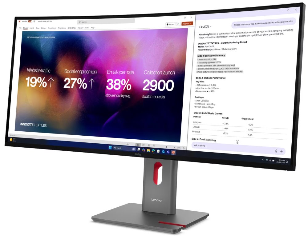 Lenovo P40WD-40/ 39,7" IPS / 5120x2160/ 21:9/ 300cd/m2cmd/ 1000:1 / 4ms/ HDMI/ DP/ USB/ Thunderbolt4/ LAN/ černý