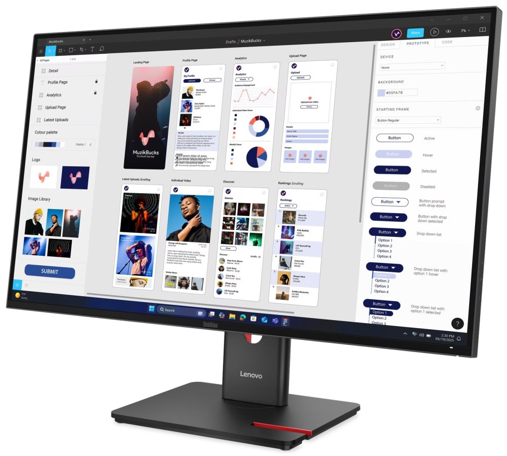 Lenovo T32UD-40/ 31,5" IPS / 3840x2160/ 16:9/ 350cd/m2cmd/ 1500:1 / 4ms/ HDMI/ DP/ USB/ USB-C/ LAN/ VESA/ PIVOT/ černý