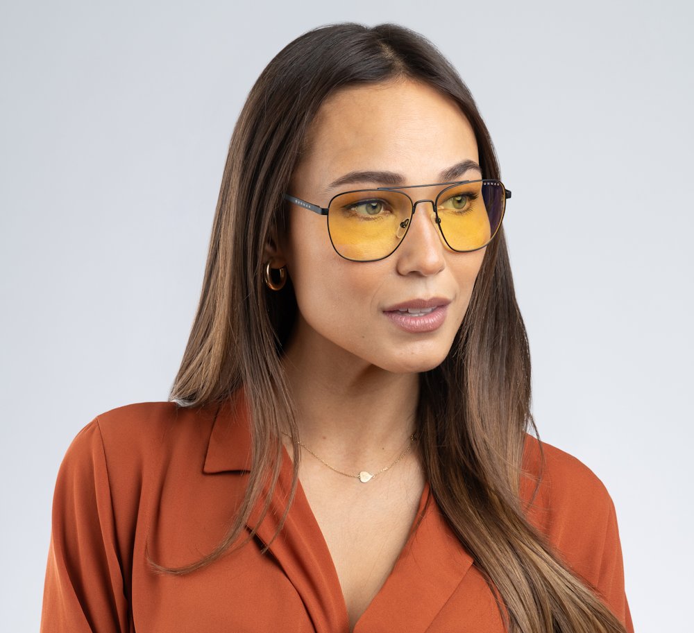 GUNNAR kancelářske/herní brýle  MUSTANG ONYX jantarová skla  BLF 65 GUNNAR focus