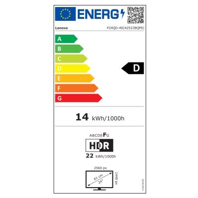 Lenovo P24QD-40/ 23,8" / IPS/ 2560x1440/ 16:9/ 300cd/m2cmd/ 1500:1/ 4ms/ HDMI/ DP/ USB/ USB-C/ LAN/ PIVOT