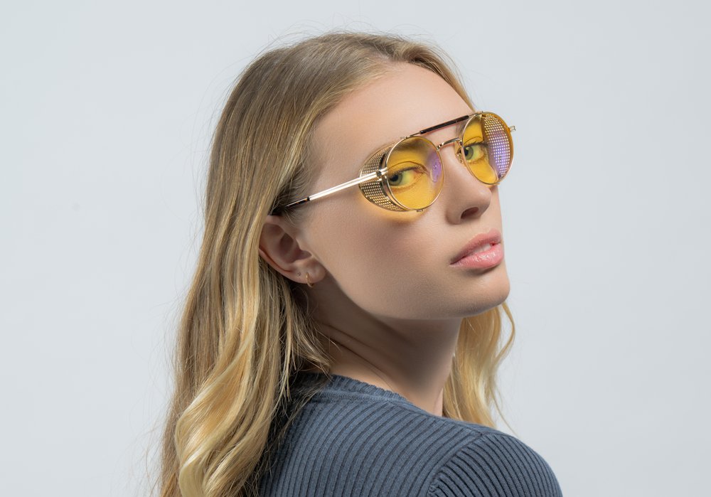 GUNNAR kancelářske/herní brýle BORDERLANDS 4 MOXXI  JACKPOT GOLD  jantarová skla BLF 65 GUNNAR focus