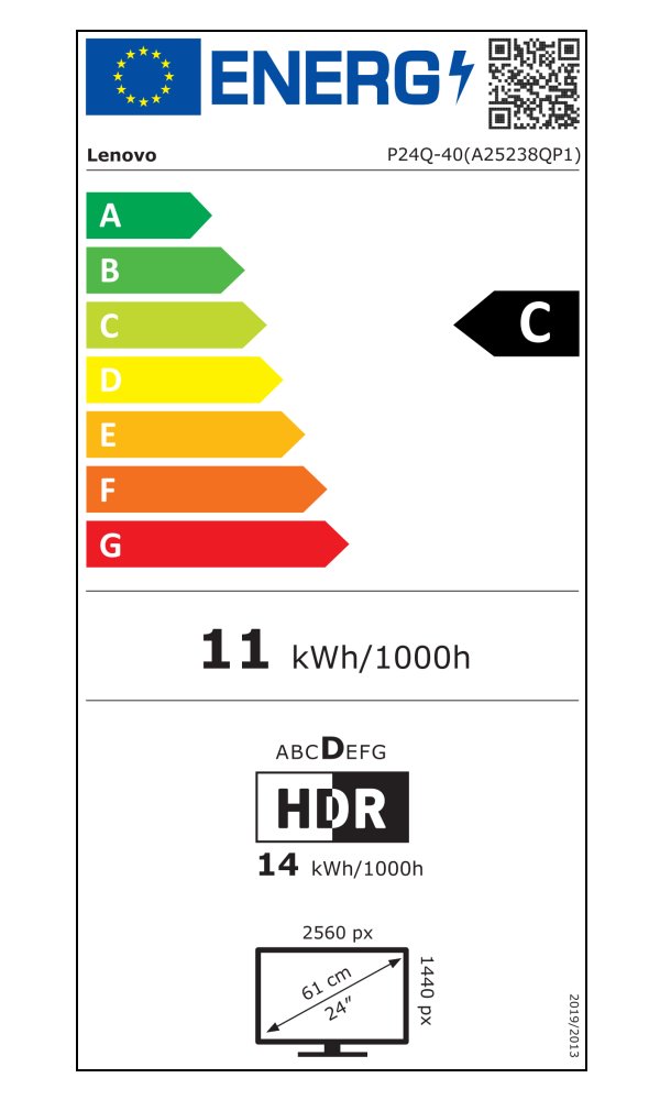 Lenovo P24Q-40/ 23,8" / IPS/ 2560x1440/ 16:9/ 300cd/m2cmd/ 1500:1/ 4ms/ HDMI/ DP/ USB/ LAN/ PIVOT