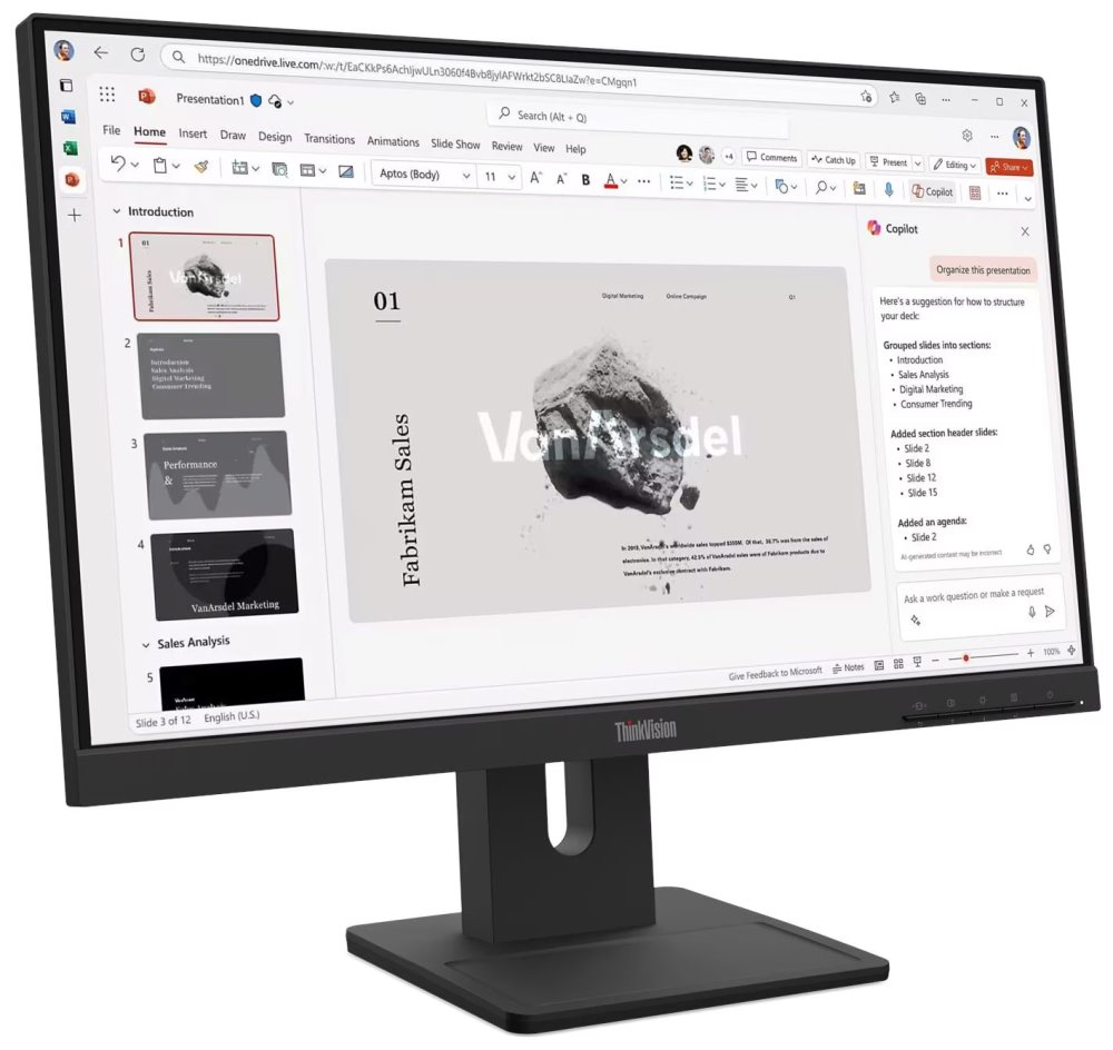 Lenovo E22-40/ 21,5" / IPS/ 1920x1080/ 16:9/ 250cd/m2cmd/ 1300:1/ 4ms/ HDMI/ DP/ USB/ LAN/ PIVOT