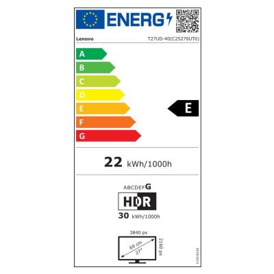 Lenovo T27UD-40/ 27"/ IPS/ 3840x2160/ 16:9/ 350cd/m2/ 1500:1/ 4ms/ HDMI/ DP/ USB/ USB-C/ LAN/ PIVOT
