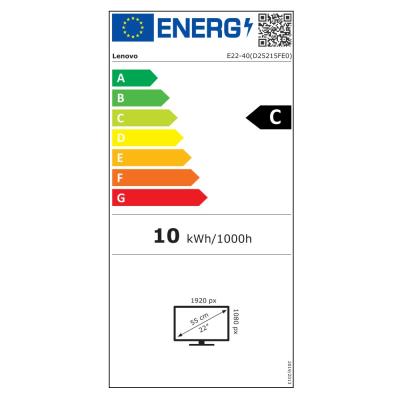 Lenovo E22-40/ 21,5" / IPS/ 1920x1080/ 16:9/ 250cd/m2cmd/ 1300:1/ 4ms/ HDMI/ DP/ USB/ LAN/ PIVOT