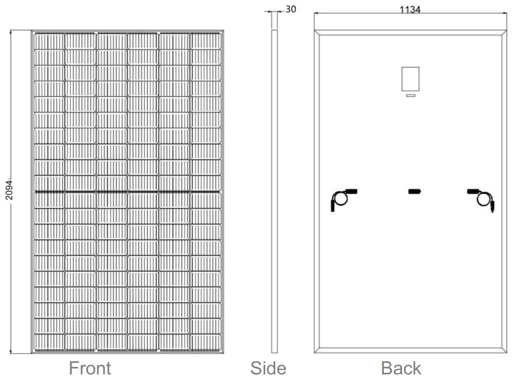 ELERIX ESM-550M solární panel celočerný, TOPCon N type, Mono, Half Cut 550Wp, 132 článků