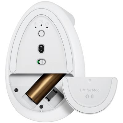 Logitech Lift for Mac Vertical Ergonomic Mouse - White   Vertikální myš, optická, 6 tlačítek, bezdrátová, Bluetooth