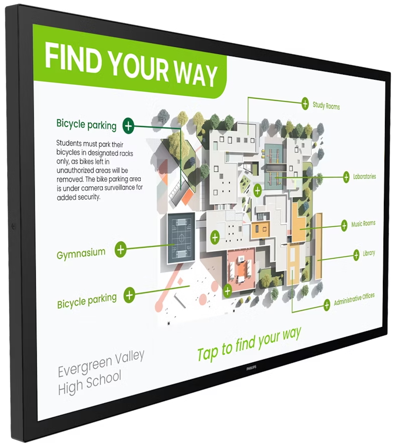 Philips panel –  55", VA - UHD, 24/7, 450 / 500cd, anti-glare, anti-fingerprint, HDMI, DP, USB, GLAN