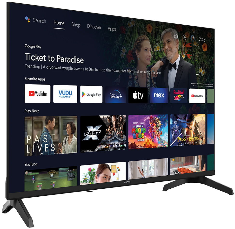 STRONG SMART LED TV 32"/ SRT32HH5553/ HDR/ 1366x768/ DVB-T2/C/S2/ H.265/HEVC/ 2x HDMI/ USB/ Wi-Fi/ LAN/ E/ Google TV