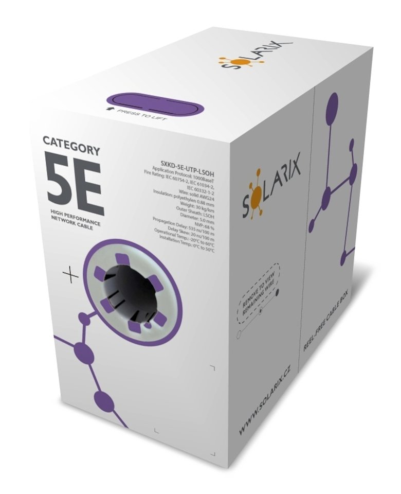 Solarix Kabel UTP drát c5e 305m LS0H