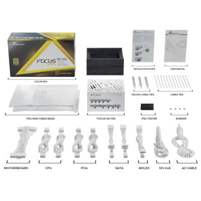SEASONIC zdroj FOCUS GX-750 bílý / ATX3.1 / akt. PFC / 135mm / modulární / 80+ Gold