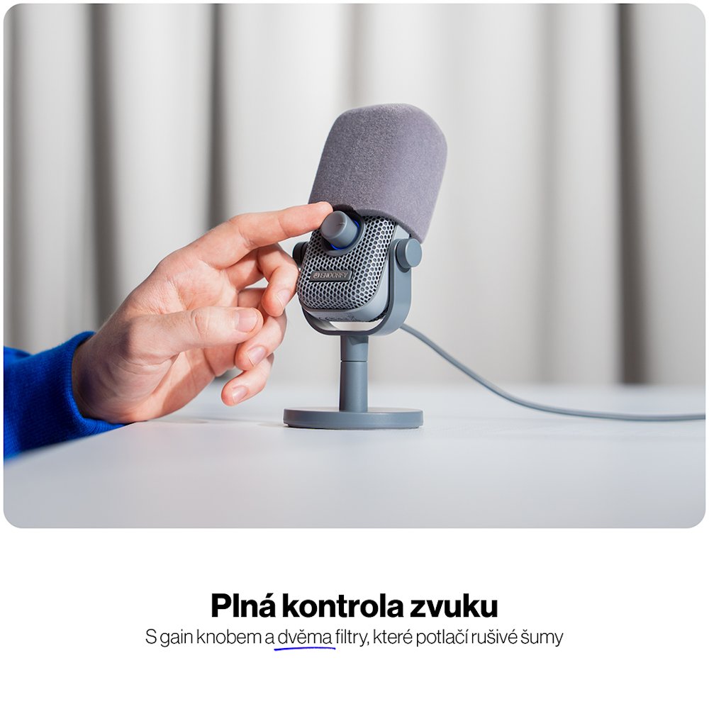 Endorfy mikrofon Solum Voice S / drátový / pop-up filtr / RGB podsvícení / USB-C / šedý