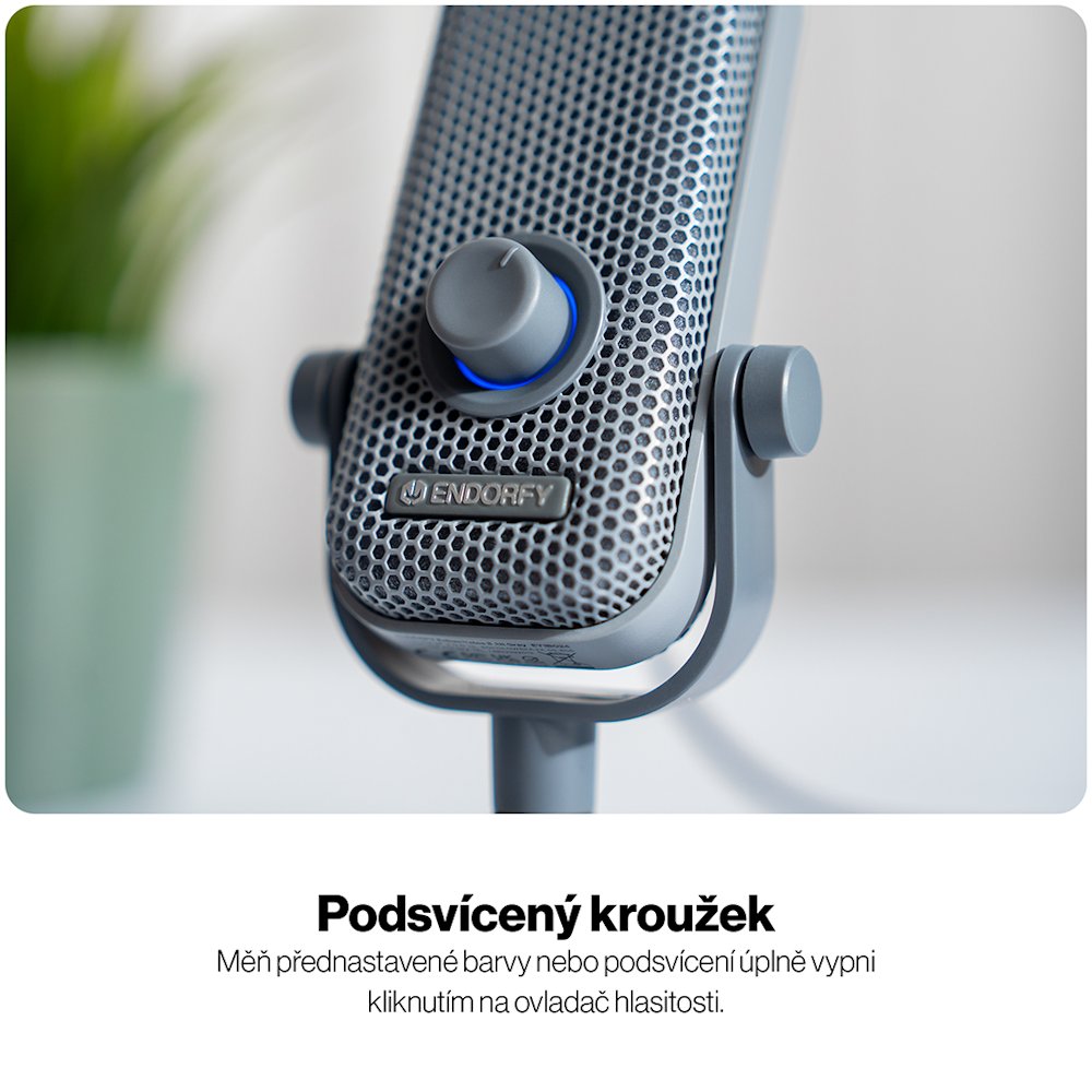 Endorfy mikrofon Solum Voice S / drátový / pop-up filtr / RGB podsvícení / USB-C / šedý