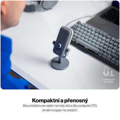 Endorfy mikrofon Solum Voice S / drátový / pop-up filtr / RGB podsvícení / USB-C / šedý