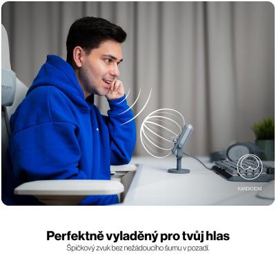 Endorfy mikrofon Solum Voice S / drátový / pop-up filtr / RGB podsvícení / USB-C / šedý