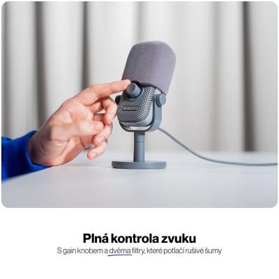 Endorfy mikrofon Solum Voice S / drátový / pop-up filtr / RGB podsvícení / USB-C / šedý
