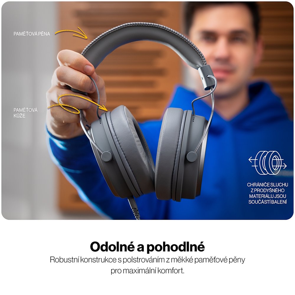 Endorfy headset VIRO Plus USB / drátový / s odnímatelným mikrofonem / USB / šedý