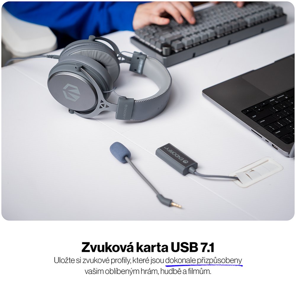 Endorfy headset VIRO Plus USB / drátový / s odnímatelným mikrofonem / USB / šedý